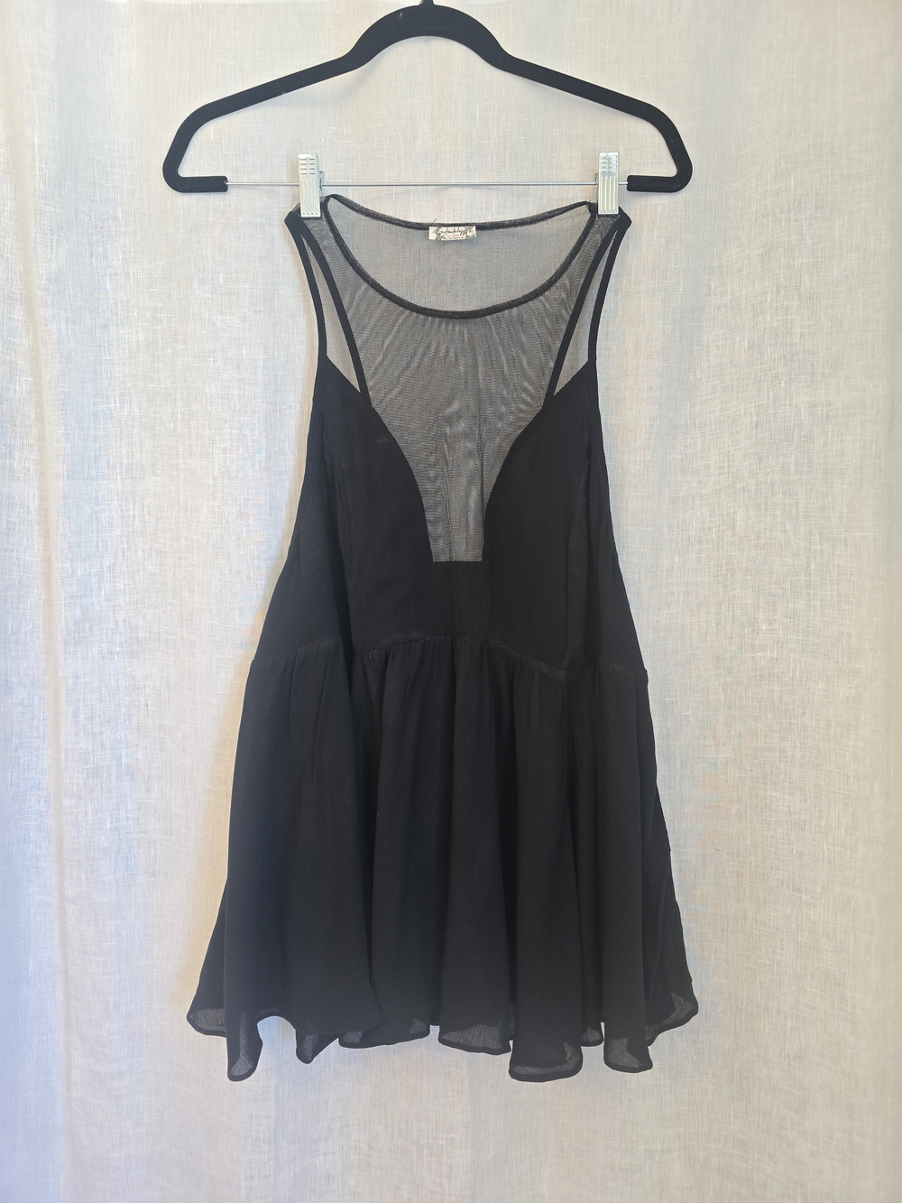 Free Peoplr Black Sheer Panel Babydoll Tanktop